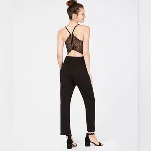 EMERALD SUNDAE Juniors' Lace-Back Jumpsuit Size Medium